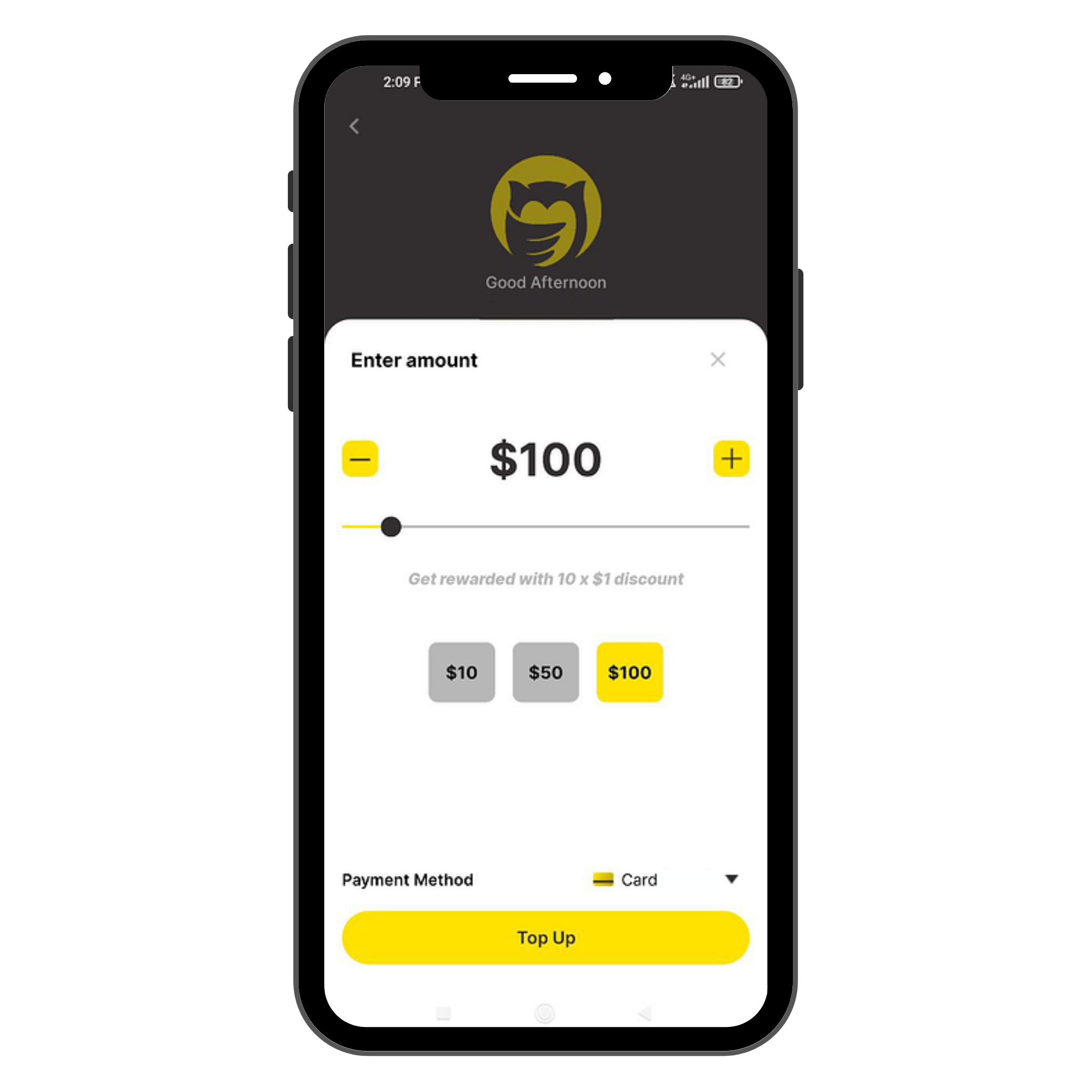 Step 3: Top up $100 into your wallet and get rewarded with a discount of $10.