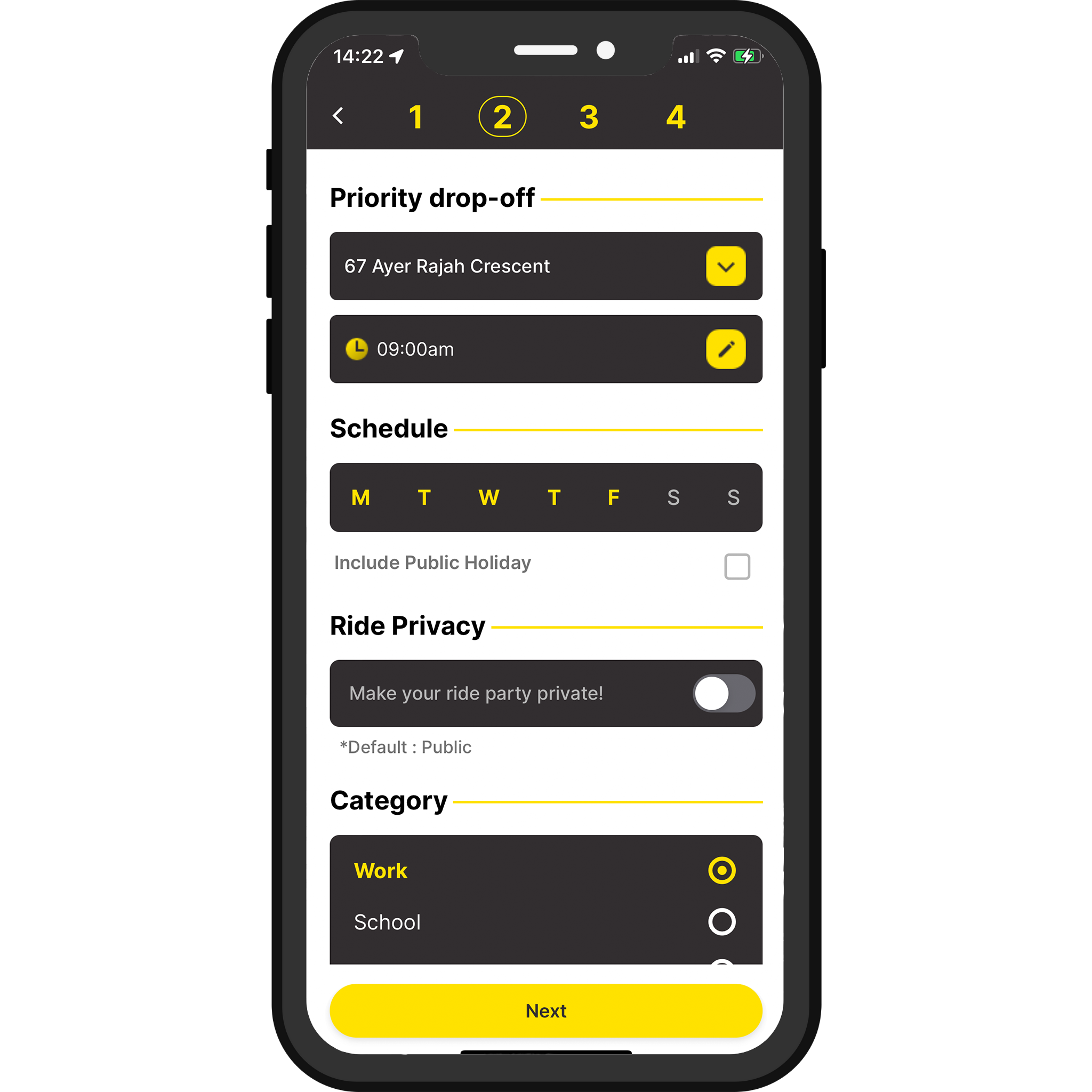 Step 3: Select your priority drop-off and the time you want to arrive. Priority drop-off is the location you want to arrive at a specific time.