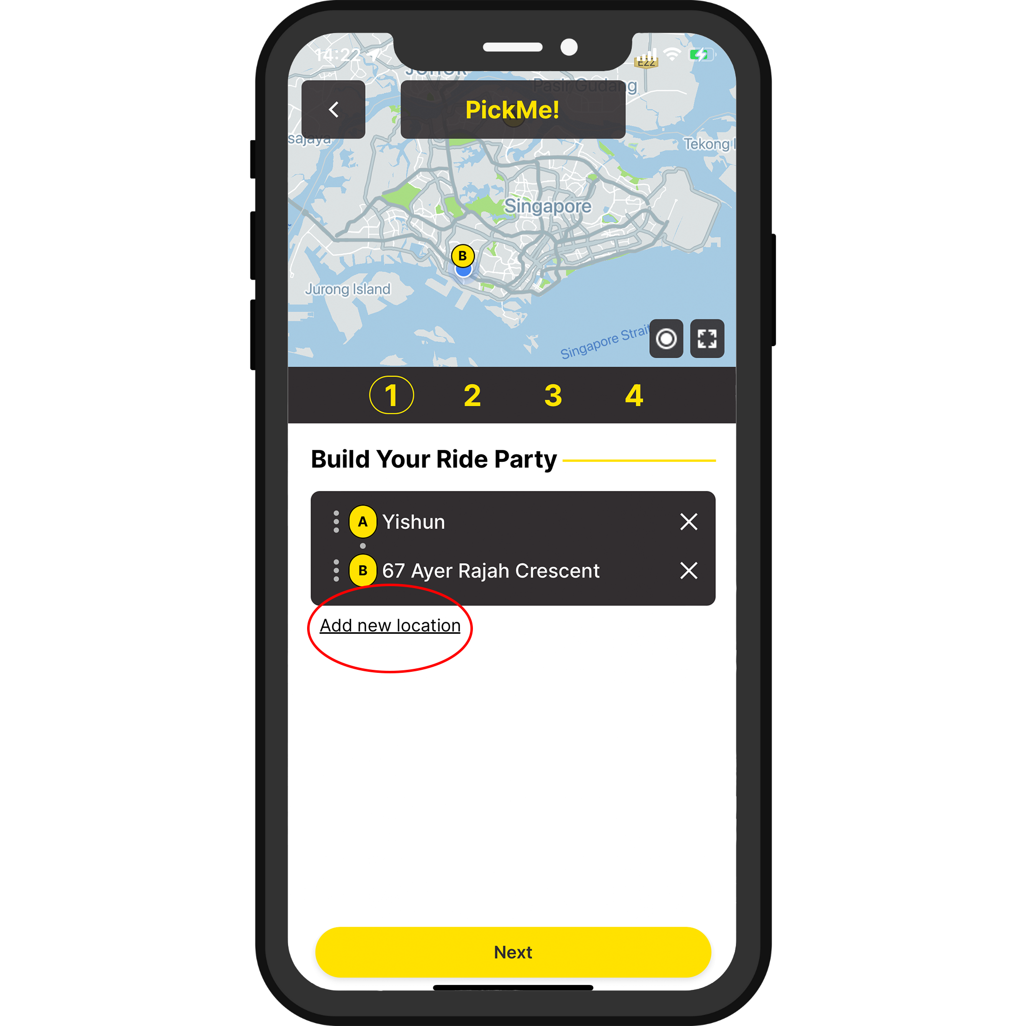 Step 2: Input your pick-up (A) and drop-off (B). You can add more locations if you have multiple drop-offs.