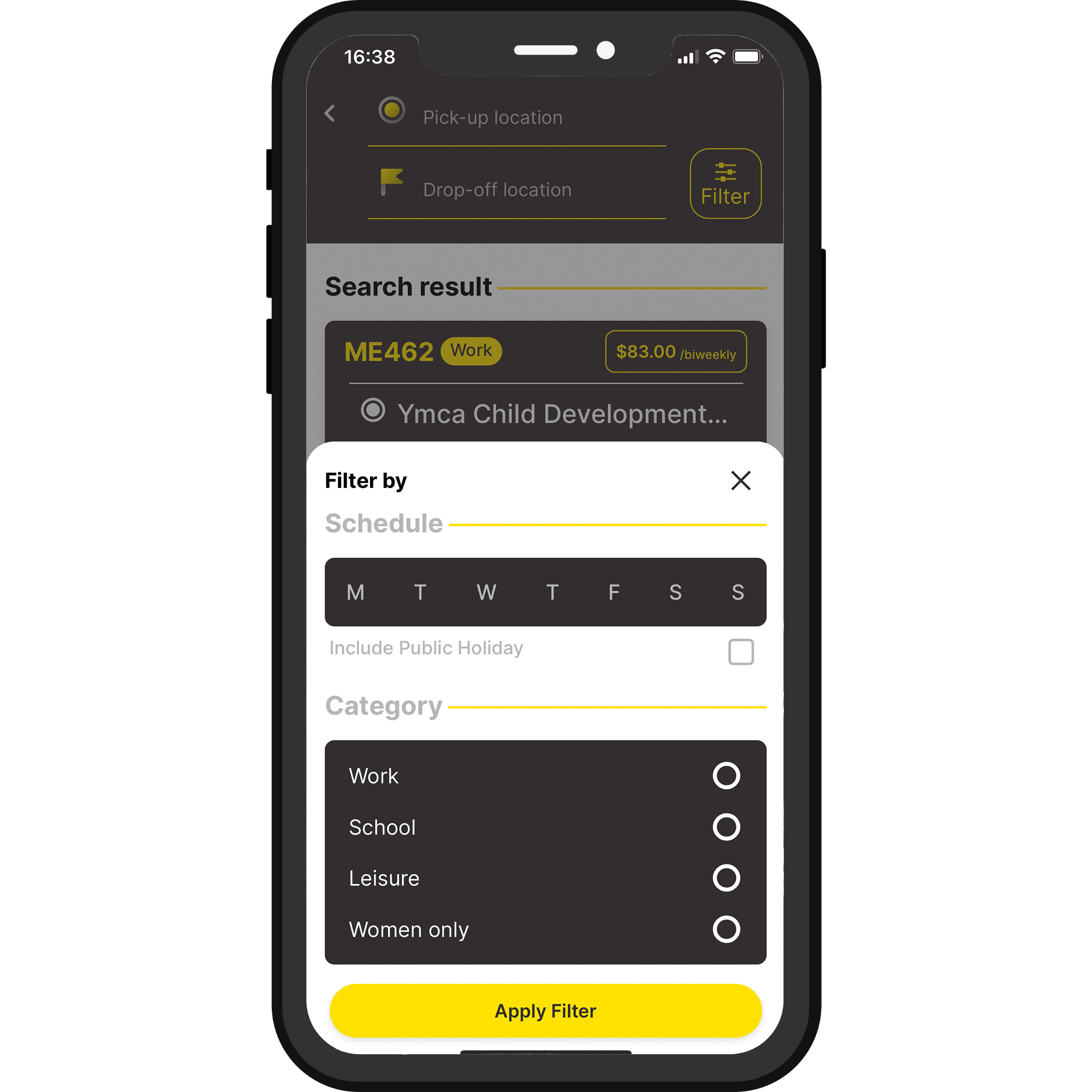Step 3: You can also click on "Filter" to filter the search by the frequency & category